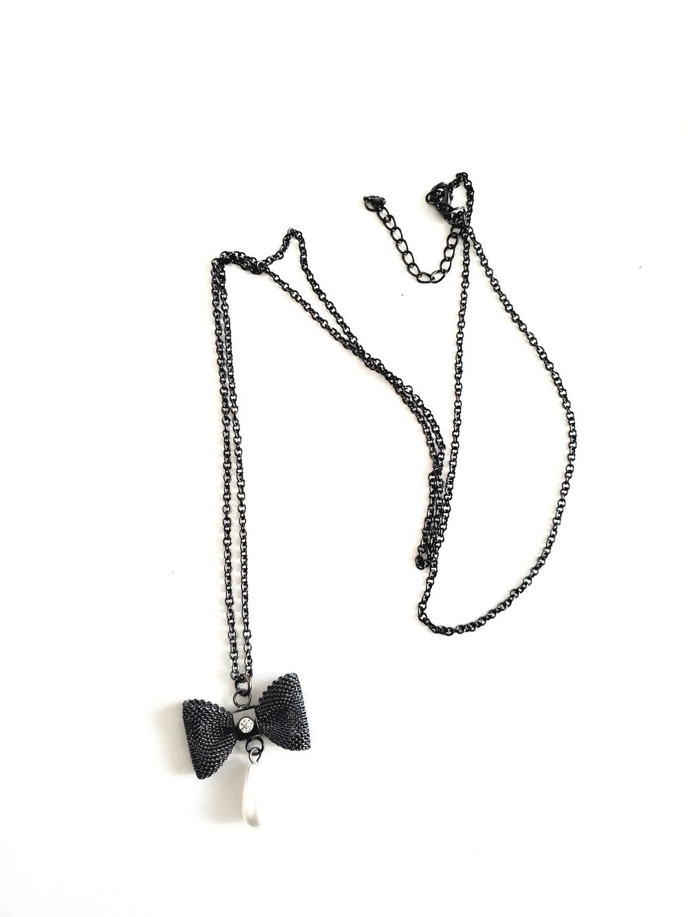 Black Bow Pendant Necklace - Women Accessories